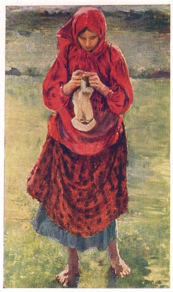 портрет девушки с чулком